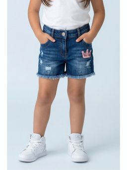 TINY GIRL - Cotton Washed Distressed Sequin Detailed Shorts