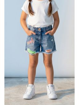 TINY GIRL - Cotton Cool Patch Detailed Distressed Shorts
