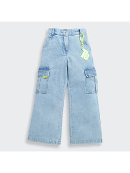TINY GIRL - Cotton Solid Patch Detailed Jeans