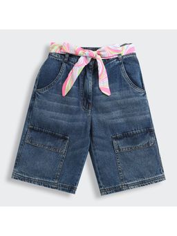 TINY GIRL - Cotton Pocket Patch Detailed Shorts With Belt