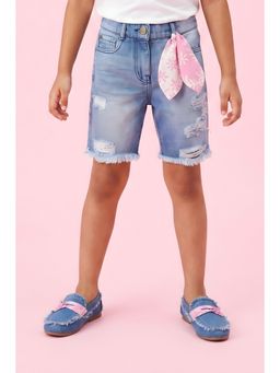 TINY GIRL - Cotton Solid Distressed Shorts