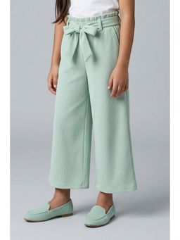 TINY GIRL - Textured Plain Green Culottes With Belt
