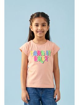 TINY GIRL - Half Sleeves Take It Easy Typography T-Shirt