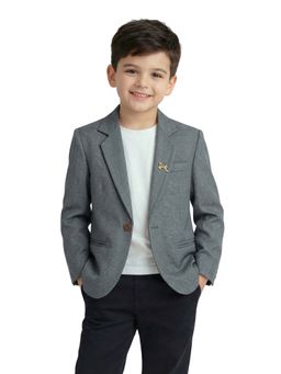 RIDOKIDZ - Boys Grey Full Sleeves Solid Blazer