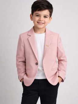 RIDOKIDZ - Boys Pink Full Sleeves Solid Blazer