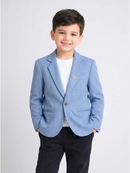 RIDOKIDZ - Boys Blue Full Sleeves Solid Blazer