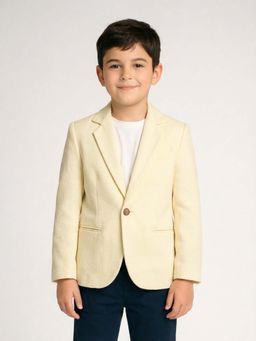 RIDOKIDZ - Boys Off White Full Sleeves Solid Blazer