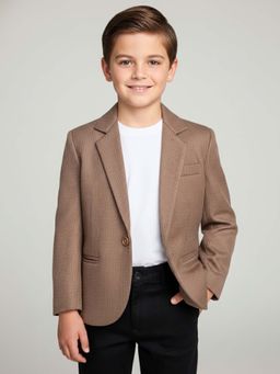 RIDOKIDZ - Boys Brown Full Sleeves Solid Blazer