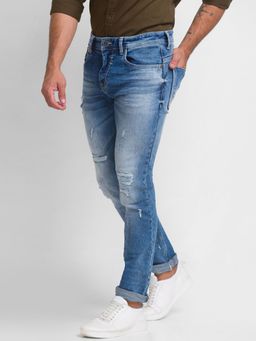 Spykar - Mid Blue Cotton Regular Fit Narrow Length Jeans for Men (Rover)