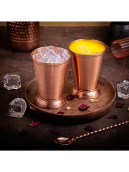 Gibox - Traditional Copper Glass For Serving Beverages Fancy Drinkware With Stand Glass (Pack of 2)