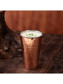 Gibox - Hammered Copper Double Wall Lassi Glass Indiana Pitcher Fancy Drinkware For Lassi, Milk, Water