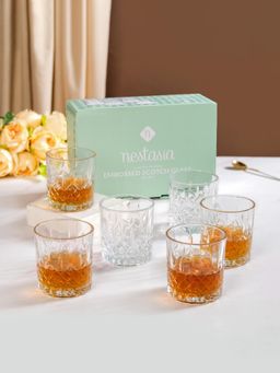 Nestasia - Prism Cut Transparent Whiskey Glass 240Ml (Pack of 6)