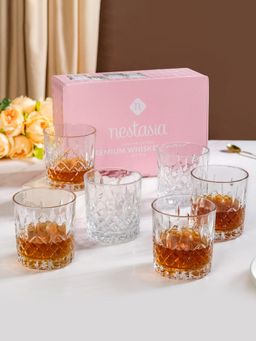 Nestasia - Transparent Heavy Base Whiskey Glass 350Ml (Pack of 6)