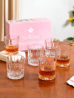 Nestasia - Embossed Heavy Base Whiskey Glass 350Ml (Pack of 6)