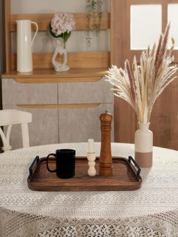 Metalsmith - Wooden Serving Tray With Handle For Home and Kitchen
