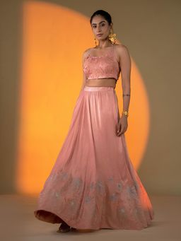 Amrood - Peach Lehenga with Intricate Hand Embroidery Blouse (Set of 2)