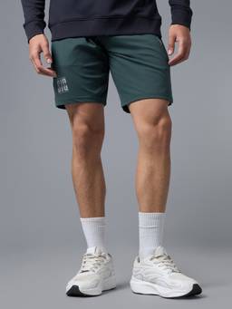 Technosport - Green Men Solid Relaxed Fit Elastolite Shorts