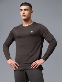 Technosport - Brown Men Solid Slim Fit Round Neck Technocool+ Sports T-Shirt
