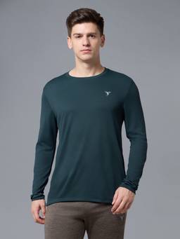 Technosport - Teal Men Solid Slim Fit Round Neck Technocool+ Sports T-Shirt