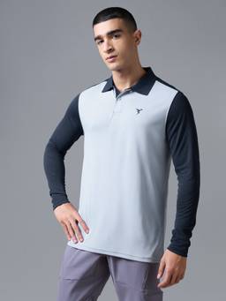 Technosport - Blue Men's Colorblock Slim Fit Technocool+ Sports Polo T-Shirt