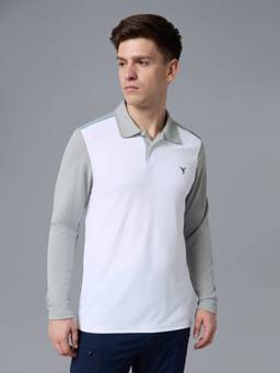 Technosport - White Men Colorblock Slim Fit Technocool+ Polo T-Shirt