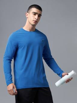 Technosport - Blue Men Solid Slim Fit Round Neck Cotflex Sports T-Shirt