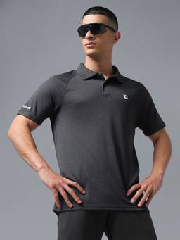 Technosport - Olive Men Melange Slim Fit Double Cool Sports Polo T-Shirt