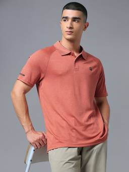 Technosport - Red Men Melange Slim Fit Double Cool Sports Polo T-Shirt