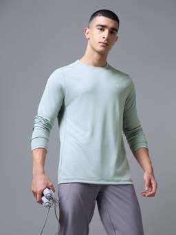 Technosport - Blue Men Melange Slim Fit Round Neck Double Cool Sports T-Shirt