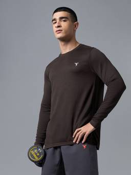 Technosport - Brown Men Melange Slim Fit Round Neck Double Cool Sports T-Shirt