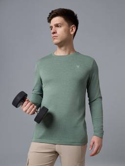 Technosport - Green Men Melange Slim Fit Round Neck Double Cool Sports T-Shirt