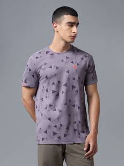 Technosport - Purple Men Jacquard Slim Fit Round Neck Double Cool Sports T-Shirt