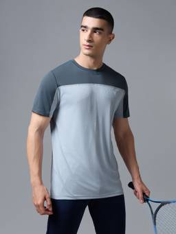 Technosport - Blue Men Colorblock Slim Fit Round Neck Technocool+ Sports T-Shirt
