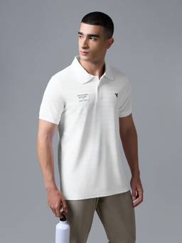 Technosport - White Men's Printed Slim Fit Half Sleeves Matpiq Polo T-Shirt