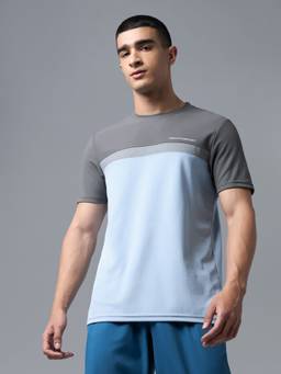 Technosport - Blue Men Colorblock Slim Fit Round Neck Matpiq T-Shirt