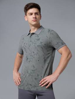 Technosport - Grey Men's Printed Slim Fit Half Sleeves Matpiq Polo T-Shirt