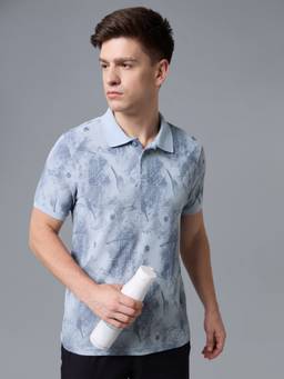 Technosport - Blue Men's Printed Slim Fit Half Sleeves Matpiq Polo T-Shirt