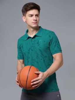 Technosport - Teal Men's Printed Slim Fit Half Sleeves Matpiq Polo T-Shirt