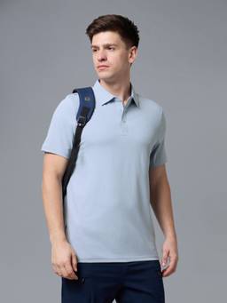 Technosport - Blue Men's Solid Slim Fit Half Sleeves Cotflex Polo T-Shirt