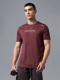 Technosport - Brown Men Melange Slim Fit Round Neck Double Cool Sports T-Shirt