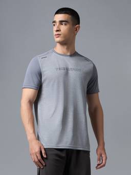 Technosport - Grey Men Melange Slim Fit Round Neck Double Cool Sports T-Shirt