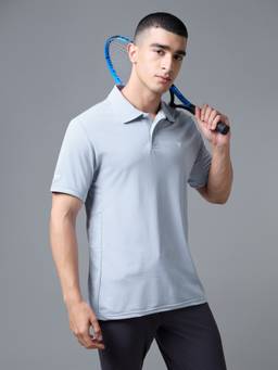 Technosport - Blue Men's Solid Slim Fit Half Sleeves Techno Dry Polo T-Shirt