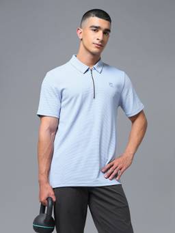 Technosport - Blue Men's Textured Regular Fit Cloudflex Sports Polo T-Shirt