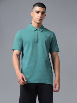 Technosport - Teal Men's Textured Regular Fit Cloudflex Sports Polo T-Shirt