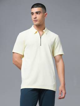 Technosport - Yellow Men's Textured Regular Fit Cloudflex Sports Polo T-Shirt