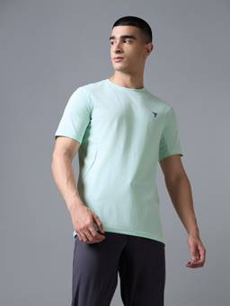 Technosport - Aqua Men's Solid Slim Fit Half Sleeves Feather Lite Sports T-Shirt