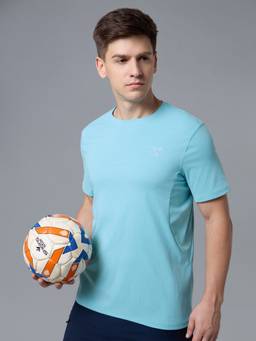Technosport - Blue Men's Solid Slim Fit Half Sleeves Feather Lite Sports T-Shirt
