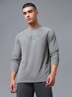 Technosport - Grey Men's Printed Slim Fit Crew Neck Matpiq Sports T-Shirt