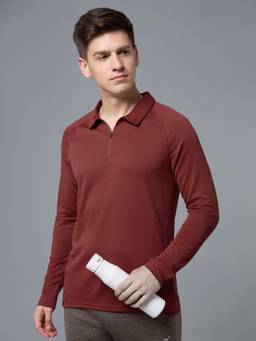 Technosport - Maroon Men's Solid Slim Fit Half Sleeves Matpiq Polo T-Shirt