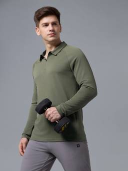 Technosport - Green Men's Solid Slim Fit Half Sleeves Matpiq Polo T-Shirt